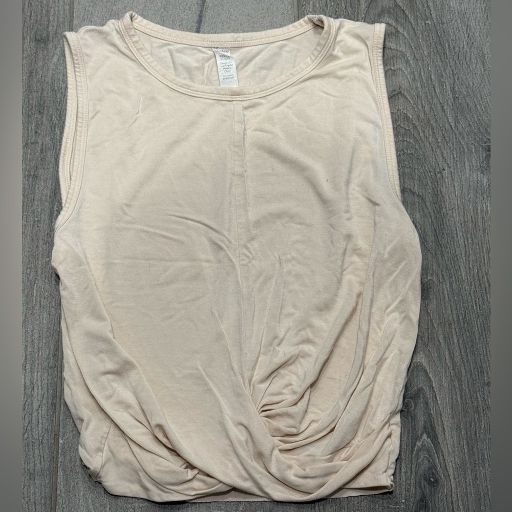 ALO Sleeveless Beige  cross front  crop tank - XS
